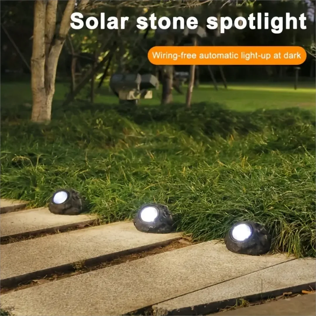 Simulação de led pedra luz solar ao ar livre jardim holofotes luzes decoração paisagem à prova dwaterproof água solar gramado lâmpadas - Image 2