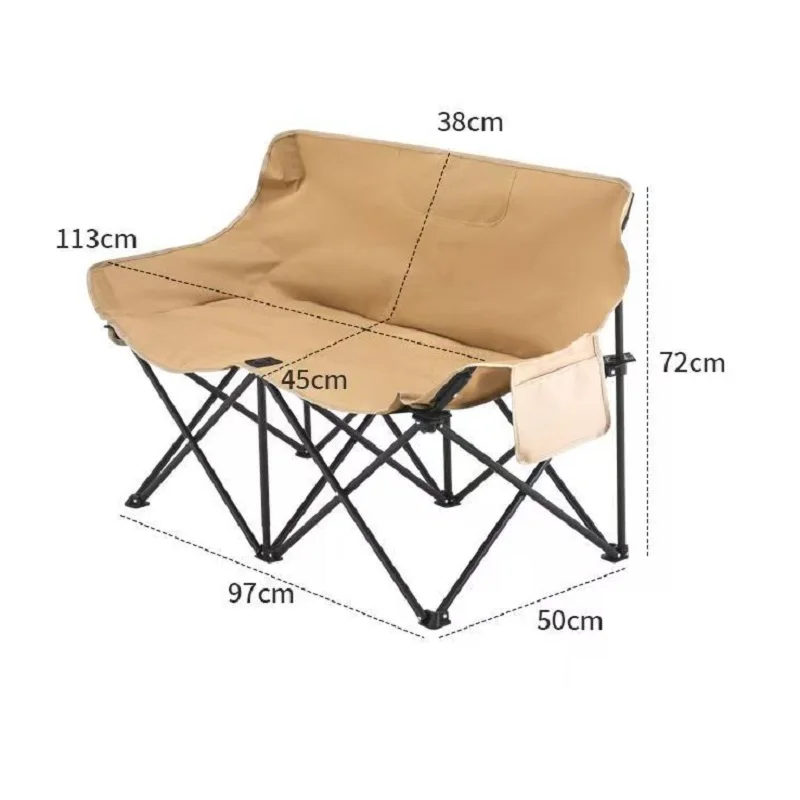 Folding Camping Chair Portable Double Seat For Adults Heavy Duty Outdoor Loveseat Durable Foldable For Camping Patio Beach - Image 6