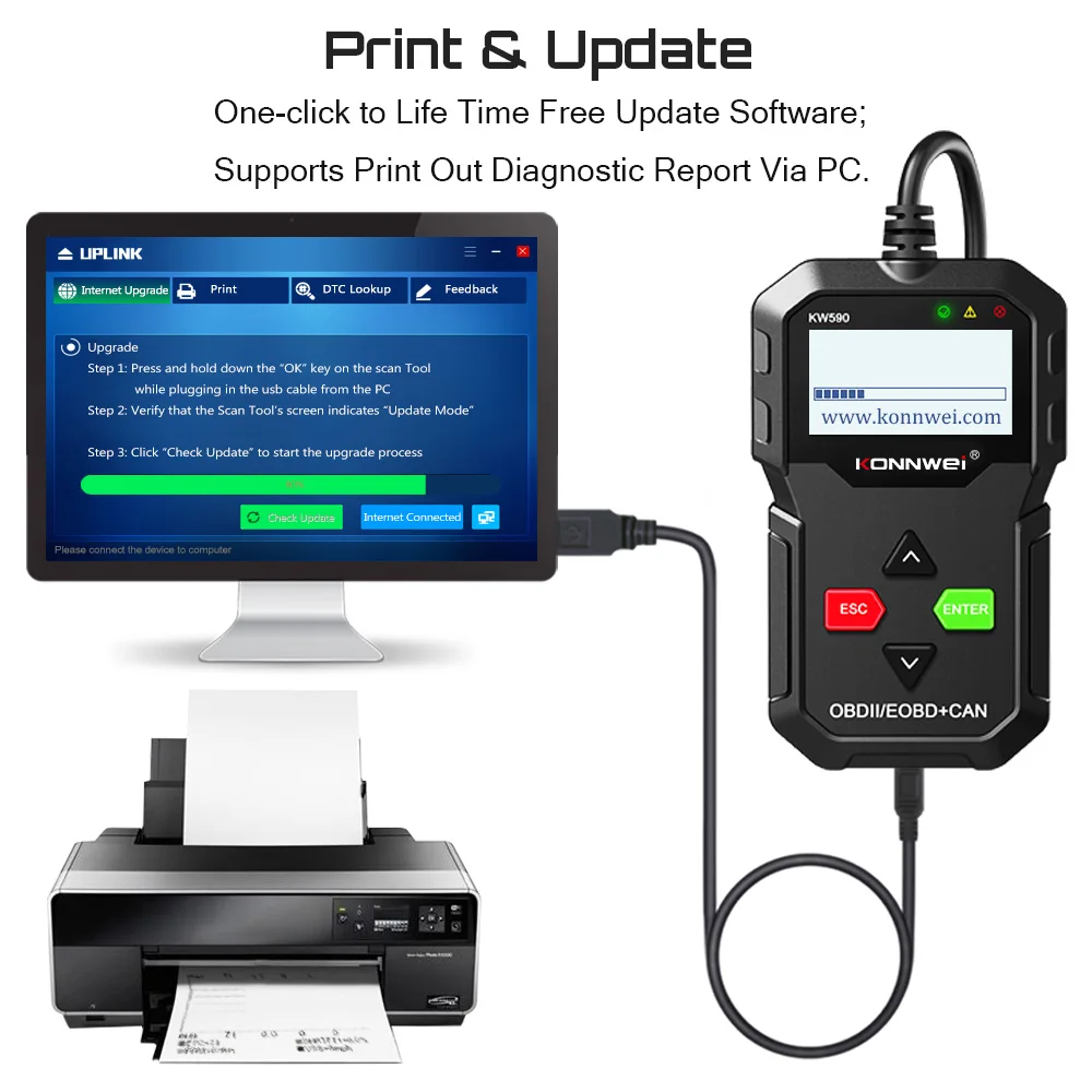 2025 novo konnwei kw590 obd2 scanner leitor de código de carro obdii ferramenta de diagnóstico claro código de falhas suporte multi-marcas carros & idiomas - Image 4