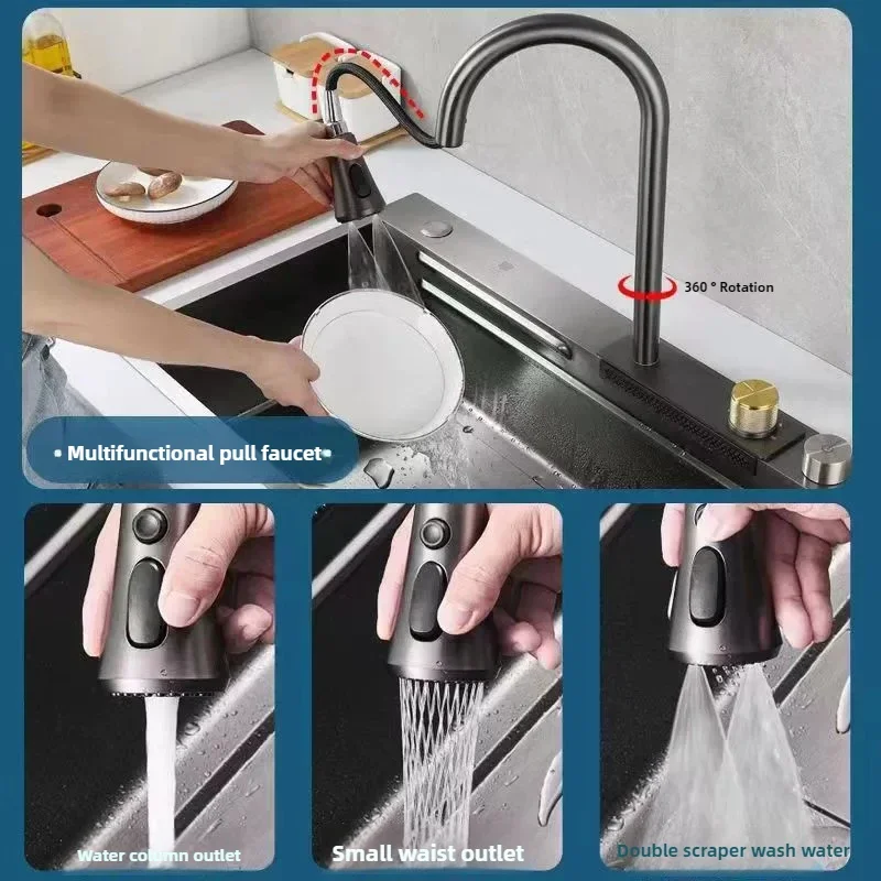 Pia sus304 espessada de aço inoxidável, pia de cozinha doméstica, pia de bancada de processo nano para lavar louça - Image 2