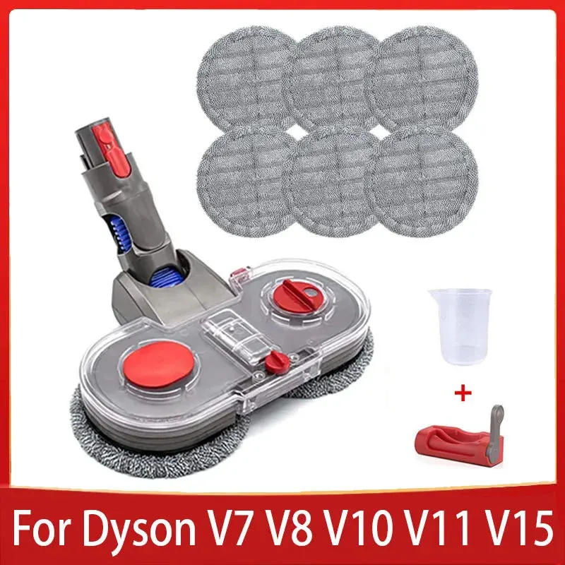 Cabeça de esfregão para aspirador de pó dyson v7 v8 v10 v11 v15, acessório de esfregão elétrico com tanque de água removível e 6 almofadas de esfregão reutilizáveis