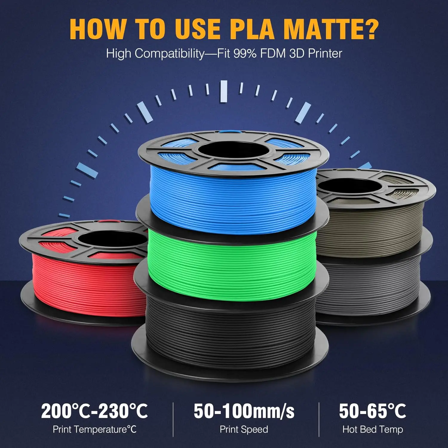 SUNLU Mix-Color 5Roll PLA/PLA PLUS 2.0 Filament 1.75mm 1kg Spool (2.2lbs) Neatly Wound Filament Fit Most FDM Printer - Image 3