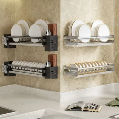 Prateleira de parede moderna para cozinha, prateleira multifuncional, tigela, secagem, suspensa, pauzinhos, garfo, prateleiras de armazenamento