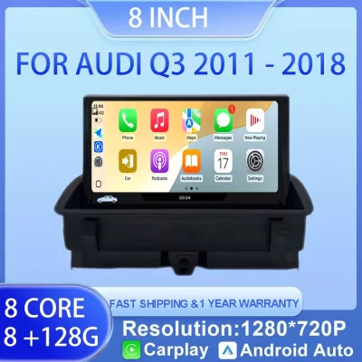 8 inch Wireless CarPlay Android 14 Auto For Audi Q3 2011 - 2018 Car Multimedia Radio 4G Navigation GPS DSP Stereo Touch Screen