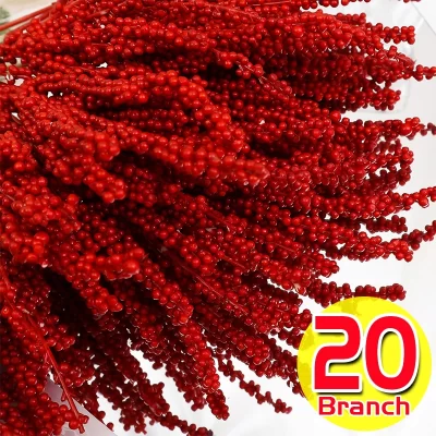 Novo natal vermelho bagas ramo artificial holly berry estame flores grinalda para enfeites de árvore de natal festa de ano novo decoração de casa