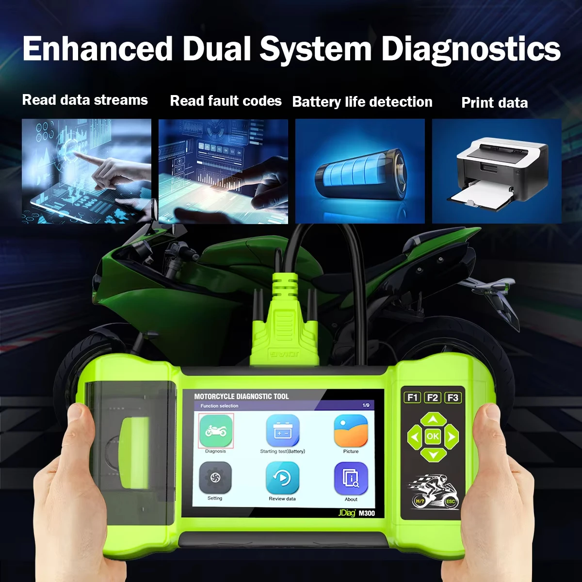 Ferramenta de scanner de motocicleta JDiag M300 OBD2 com controle bidirecional, teste ativo, sangramento ABS para Harley Ducati BMW Benelli - Image 5