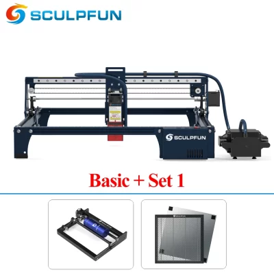 Sculpfun s30 cortador a laser conjunto gravador com assistência de ar automática diy 5w máquina de gravação a laser com rolo 400*400mm área