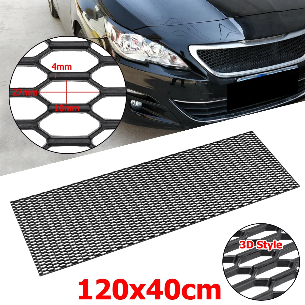 120x40cm 100x33cm universal capô ventilação grelhas de corrida grill favo de mel hexágono malha grade abs plástico spoiler pára-choques aberturas