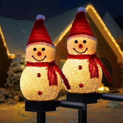 Decorações de natal luz solar boneco de neve natal ao ar livre movido a energia solar estacas luzes para corredor pátio decoração do gramado