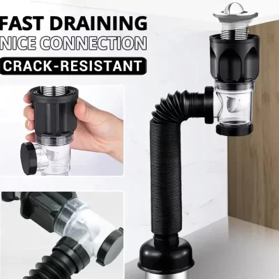 Conjunto de tubo de drenagem anti-odor flip top, dreno de pia de cozinha, filtro desodorizante retrátil, downspout flexível, banheiro, anti entupimento