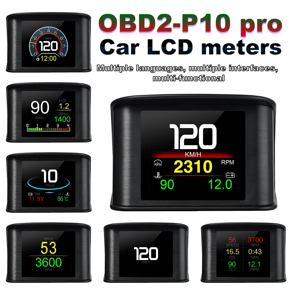 OBDII Smart Digital Meter P10 PRO OBD2 Head Up Display On Board Computer Digital Speedometer Multiple language Overspeed Alarm - Image 3