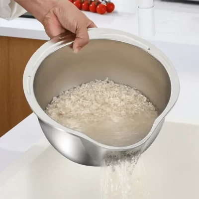 Cesta de lavagem de vegetais de arroz filtro de aço inoxidável tigela bandeja lavatório acessórios cesta de drenagem para cozinha