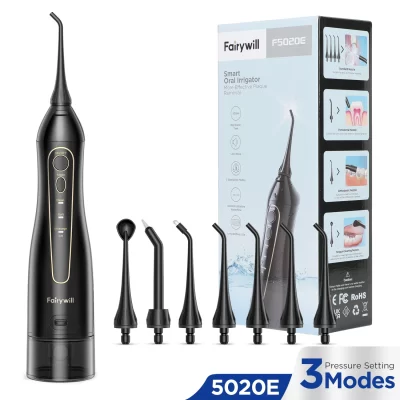 Fairywill fio dental de água irrigador oral recarregável portátil dental 3 modos tanque água para dentes 300ml à prova dwaterproof água limpador dentes