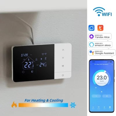 Smart Tuya WiFi Thermostat for Gas Boiler Heating /Cooling Powered by Battery/USB Works With Alexa Google Home
