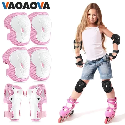 Conjuntos protetores de joelho e cotovelo para crianças, protetor de pulso, equipamento para patins, ciclismo e skate, scooter e equitação, meninos e meninas, 6 pcs/set
