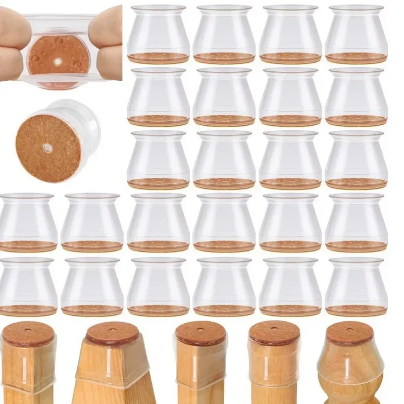 Silicone Cadeira Leg Caps, Pés Protetores Pads, Tampas De Mesa Para Móveis, Plugs De Meias, Pés De Nivelamento, Home Decor, 24 Pcs, 4 Pcs - Image 2