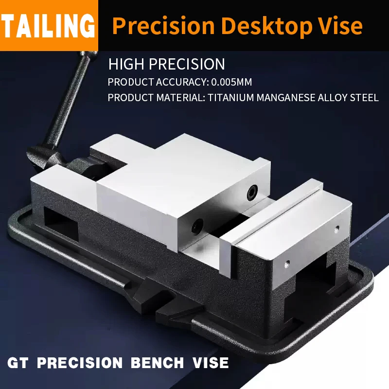 5" Heavy Duty Cast Iron Drill Press Vice Bench Vise Clamp W/ T-Handle Lever Precision Milling Machine Adjustable Jaws - Image 4