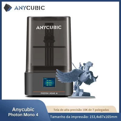 Anycúbico photon mono 4 lcd impressora 3d 7 ''10k tela de alta definição impressão 3d 2.2l volume de construção impressoras 3d de resina uv