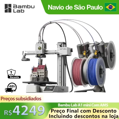 Bambu Lab A1 mini Combo with AMS lite 4 Colors Prints Automatic Quiet 45dB Rapid Heatbed Heating for Desktop Beginners Education