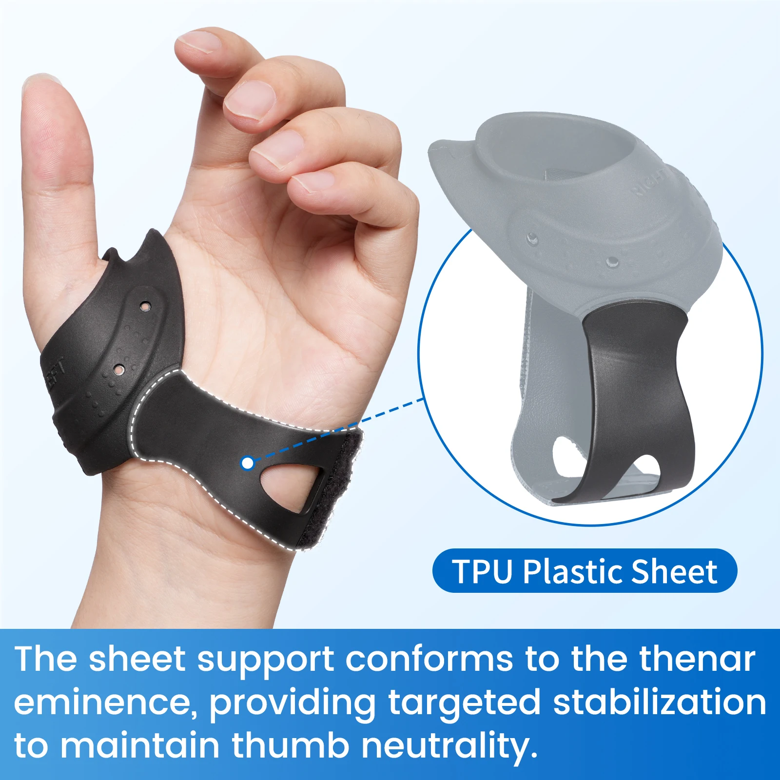 Cinta de polegar CMC flexível VELPEAU para dor e suporte de artrite, tala de polegar de borracha macia para articulação CMC para mulheres e homens - Image 3