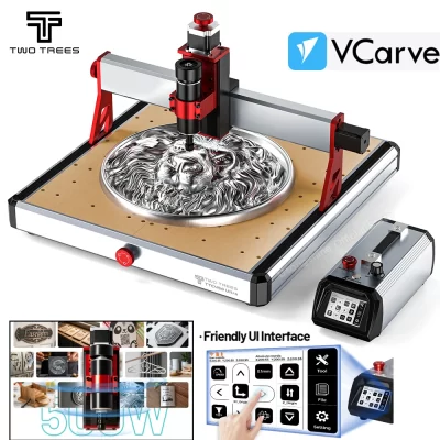 Twotrees TTC450 Ultra High Precision CNC Router 3-Axis/4-Axis Milling Cutting Machine 500W Spindle Carving Metal Laser Engraver