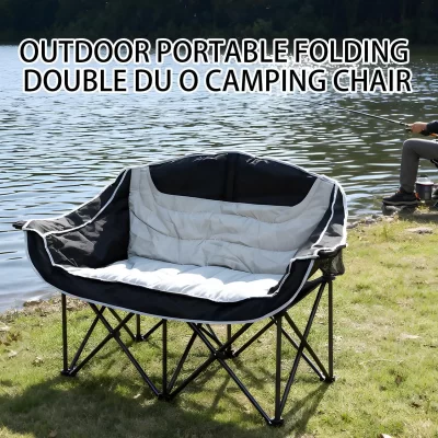 Double Camp Chair Folding Heavy Duty Portable Outdoor Tools Oversized Camping Chair for Picnic Stadium Spectator Baseball Soccer