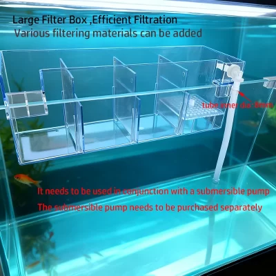 Hang-on caixa de filtro de aquário silencioso sistema de circulação de água seco-molhado caixa de filtro de separação para pequeno tanque de peixes médio tanque de tartaruga
