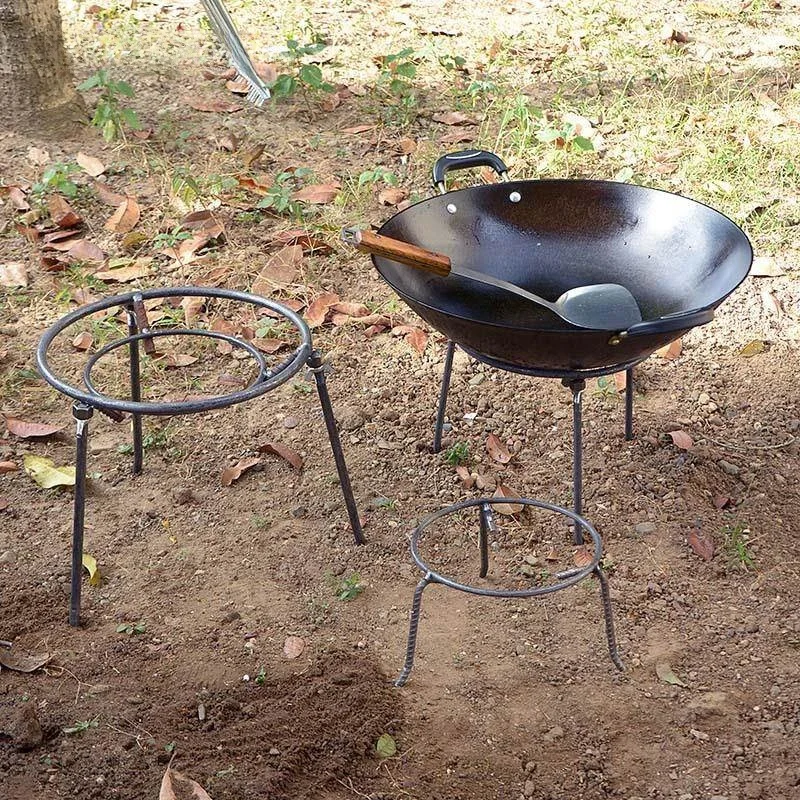 Fogão de Cozinha ao Ar Livre Rústico Simples Portátil para Queima de Lenha Churrasqueira Suporte de Ferro Tripé Estilo Tradic... - Image 4