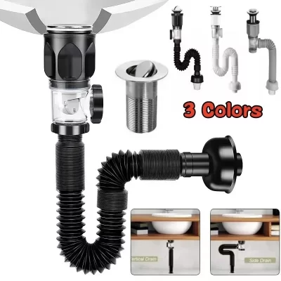 Conjunto de tubo de drenagem anti-odor flip top, dreno de pia de cozinha, filtro desodorizante retrátil, downspout flexível, banheiro, anti entupimento