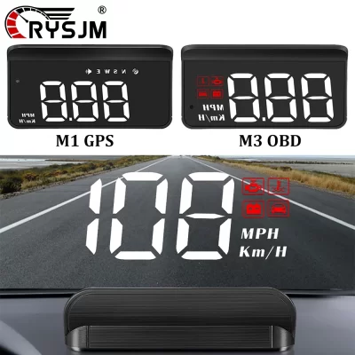 M3 Auto OBD2 HUD M1 GPS Head-Up Display Projection Speedometer Alarm Projector Display Digital Speed Car Accessories Glass HUD