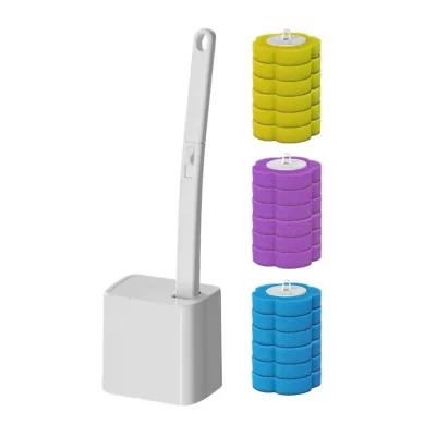 Toilet Brush Sponge Heads Complete Set Efficient Cleaning Design Anti-Slip And Waterproof Handle Wall-Mount Storage Bracket
