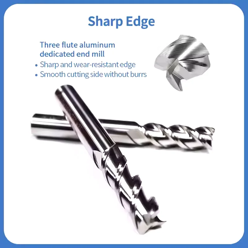 HRC58 3 Flute Carbide End Mill for Aluminum 1mm To 20mm 3F High-gloss Lengthen Tungsten Steel Aluminium Cutter Cnc Milling Tools - Image 4