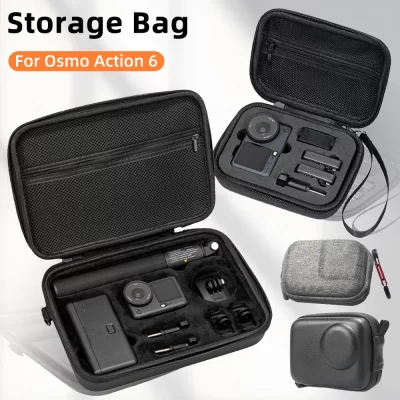 Portable Carrying Case for DJI Osmo Action 6, Hard PU Travel Storage Bag Shockproof Case for Action6 Protector Accessories