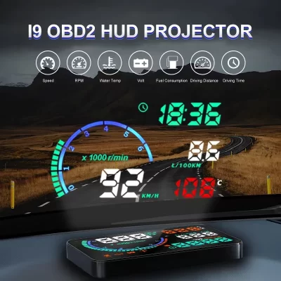 KWHUD HUD Head Up Display Car OBD2 Digital Speedometer RPM Tacho Volt Water Temp Meter Windshield Speed Projector Car Electronic