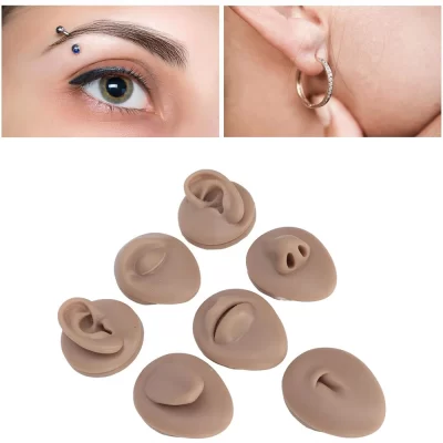 Silicone Artificial Human Características Skin Kit, Tattoo Practice Model, Body Piercing Training, Jewelry Display Tool, Punção, 7pcs