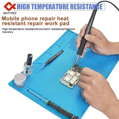 Tapete de silicone antiestático esd, resistente ao calor, almofada de trabalho para ferro de solda, estação de solda, reparo, plataforma de dessoldagem