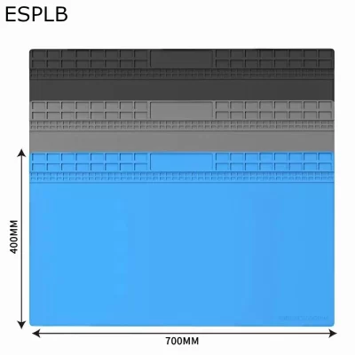 Esplb maior almofada de trabalho de isolamento de reparo 700x400mm tapete de silicone puro cinza/azul/preto bga estação de solda resistente ao calor