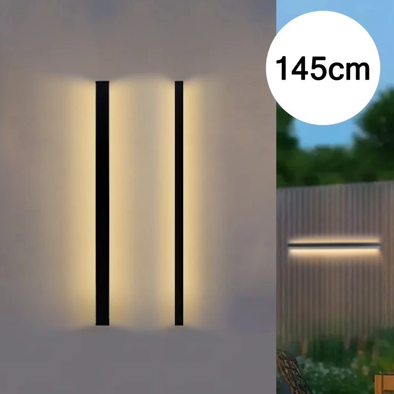 Luz de parede longa ao ar livre à prova dwaterproof água moderna tira longa iluminação led lâmpada de parede ip65 jardim ac 85-256v decoração ao ar livre