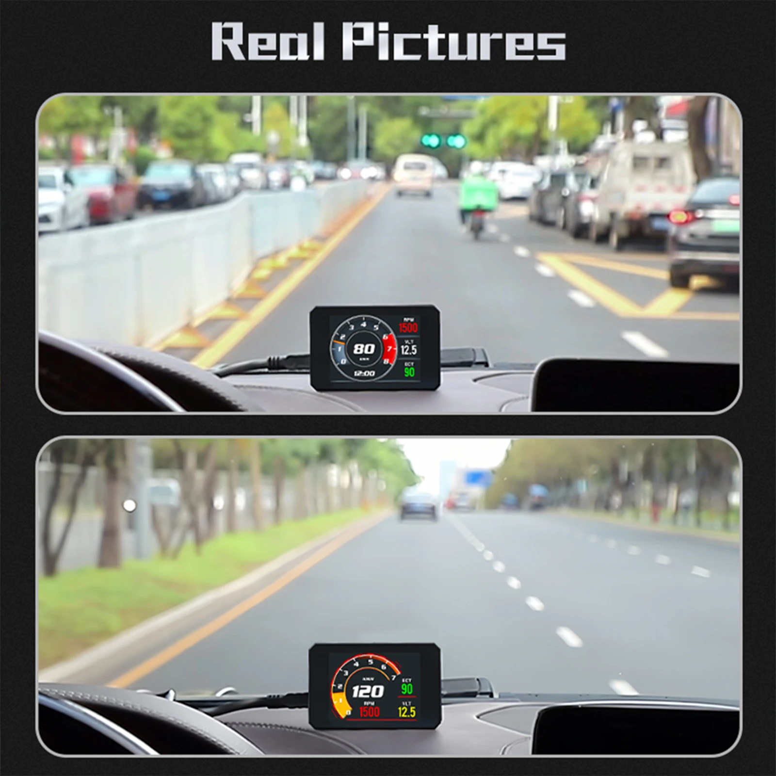 P16 Head Up Display Car OBD OBD2 HUD Head-up Display Car Projector Digital Speedometer RPM Oil Water Temp Speed Security Alarm - Image 6