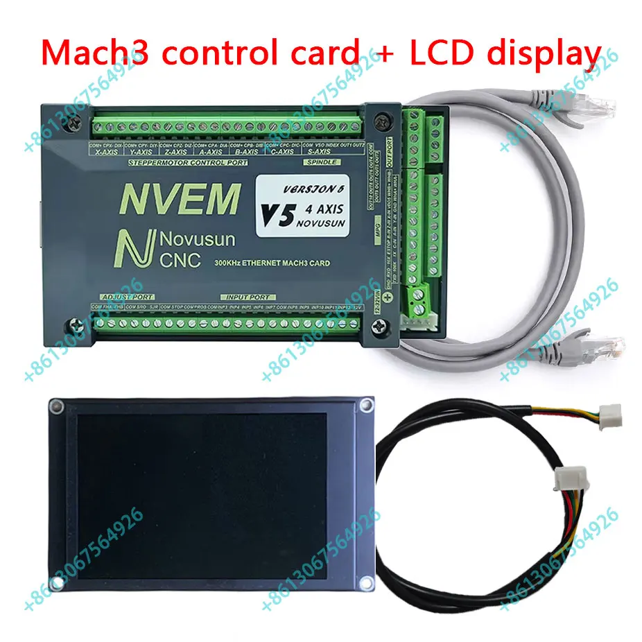 Controlador de movimento cnc nvem 300khz ndv5 versão atualizada 3/4/5/6 eixos mach3 placa de controle de interface ethernet + display lcd - Image 3