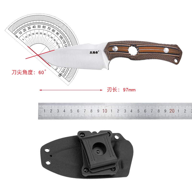 Sanrenmu-Faca de lâmina fixa com bainha, Outdoor Camping Survival, Tactical Hunting Knife, Edc Combat Tool, melhor, 14C28N, S725P - Image 5