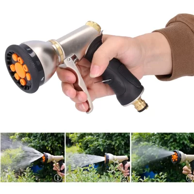 Pistola de água ajustável para jardim, bicos de pulverização de água de alta pressão para mangueira de gramado de jardim com 9 padrões de spray