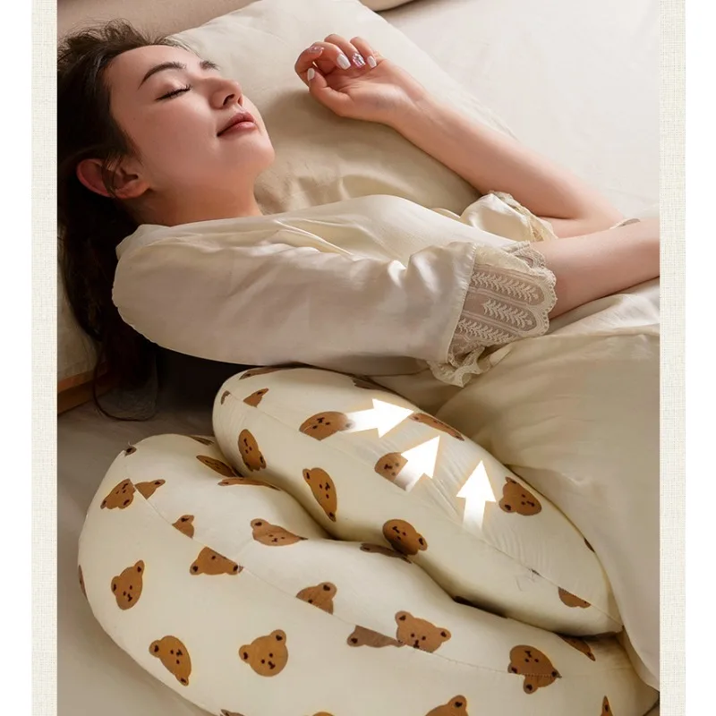 Travesseiro para maternidade, suporte para cintura, lado para dormir, barriga, em forma de u, gravidez, algodão essencial, respirável, sono lateral, must-have - Image 2