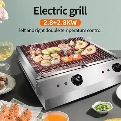 Forno De Churrasco Elétrico De Aço Inoxidável, Panela Sem Fumaça, Controle Duplo, Panela Multifuncional, Forno De Churrasco, Doméstico