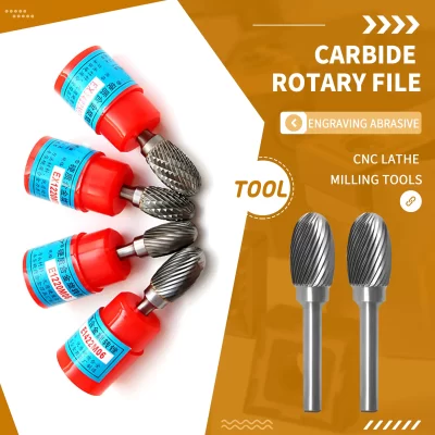 Tungsten Steel Carbide Rotary File Double Cross Teeth Oval Milling Cutter EX E0610 0813 1425M06 CNC Metal Cutter 6mm Rotary File
