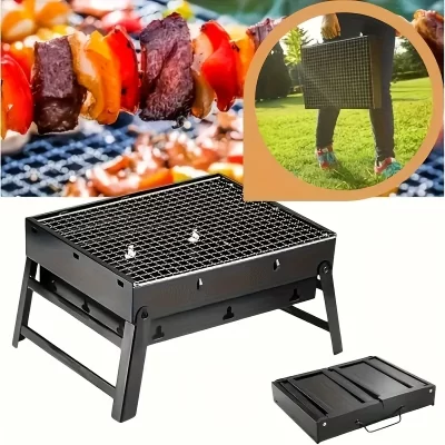 Grelha de churrasco dobrável portátil - Durável, ideal para camping e piqueniques ao ar livre, churrasqueira