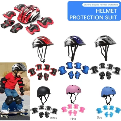 Crianças capacete da bicicleta joelho cotovelo almofadas de pulso capacete com conjunto de equipamentos de proteção para bicicleta ciclismo skate scooter patinação esportes