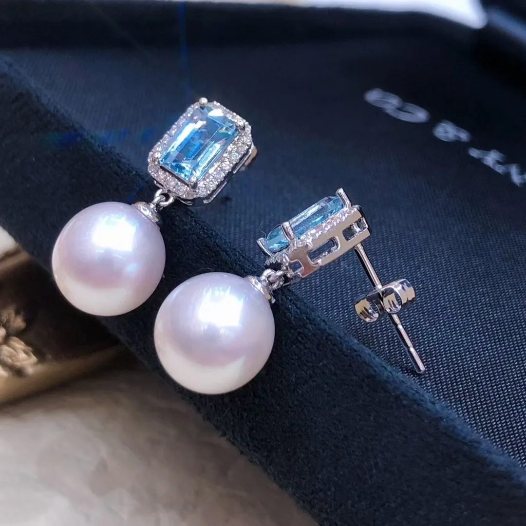 2022 novo topázio strass pérola brincos feminino 925 prata esterlina jóias de casamento presente aniversário brincos de pérola natural - Image 2