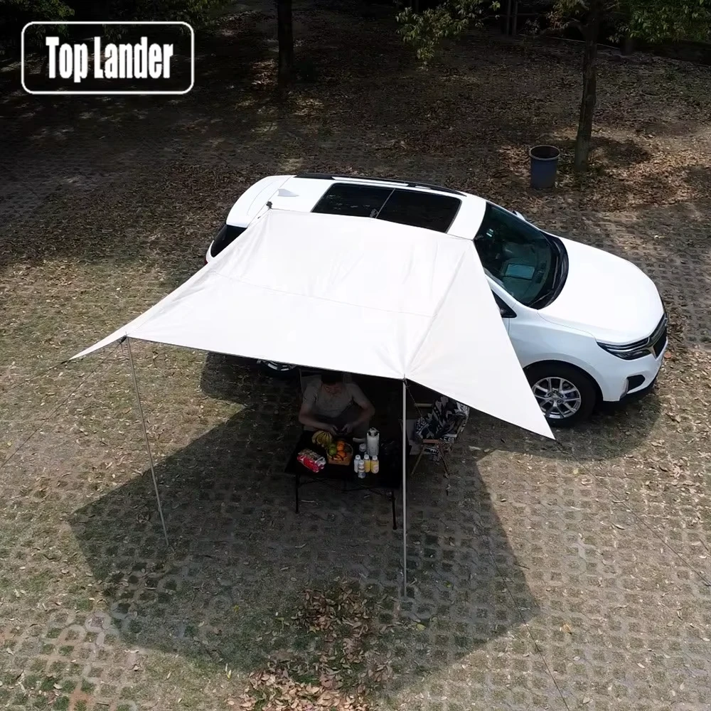 Manta ray toldo lateral do carro revestimento preto lona com ventosa âncora acampamento ao ar livre turista suv tenda sombra à prova dwaterproof água anti uv