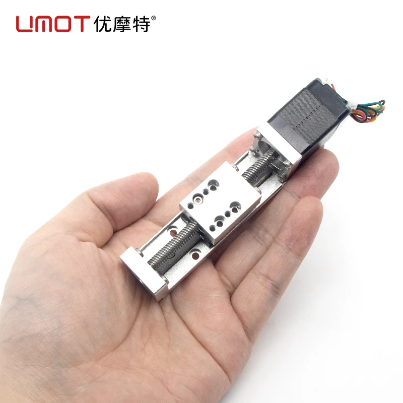 Umot mini nema8 40mm curso parafuso esférico slide guia linear ferroviário módulo de movimento dc t-tipo motorizado palco linear cnc mesa deslizante